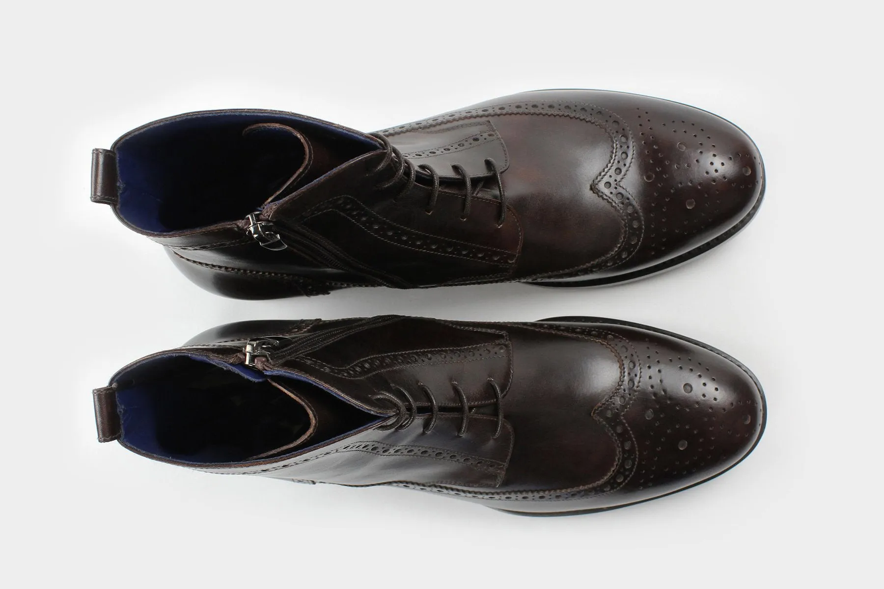 BETINO • Custom Fitted Bespoke Wingtip Brogue Boots • CHOCOLATE