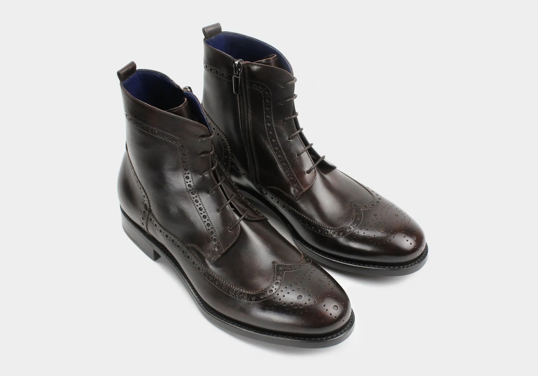 BETINO • Custom Fitted Bespoke Wingtip Brogue Boots • CHOCOLATE