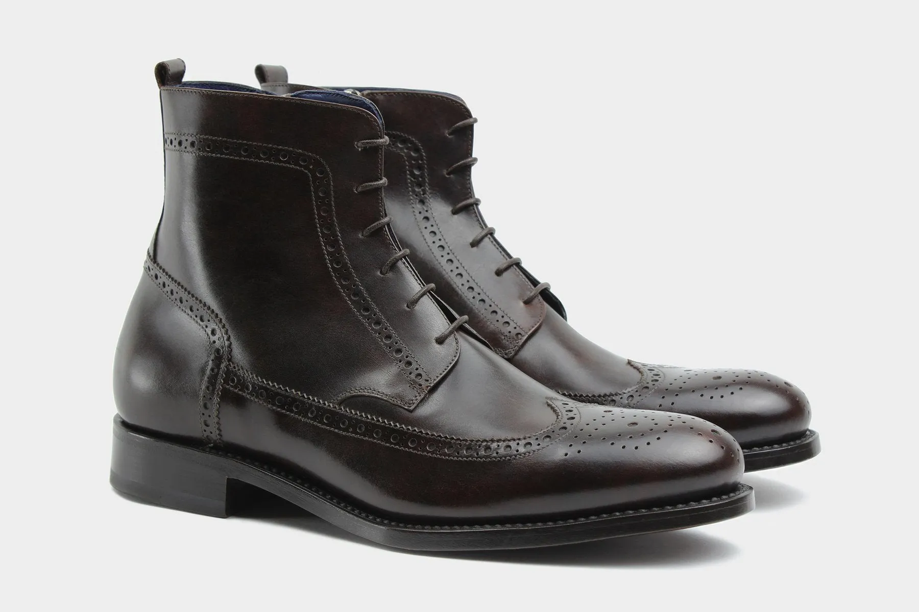 BETINO • Custom Fitted Bespoke Wingtip Brogue Boots • CHOCOLATE