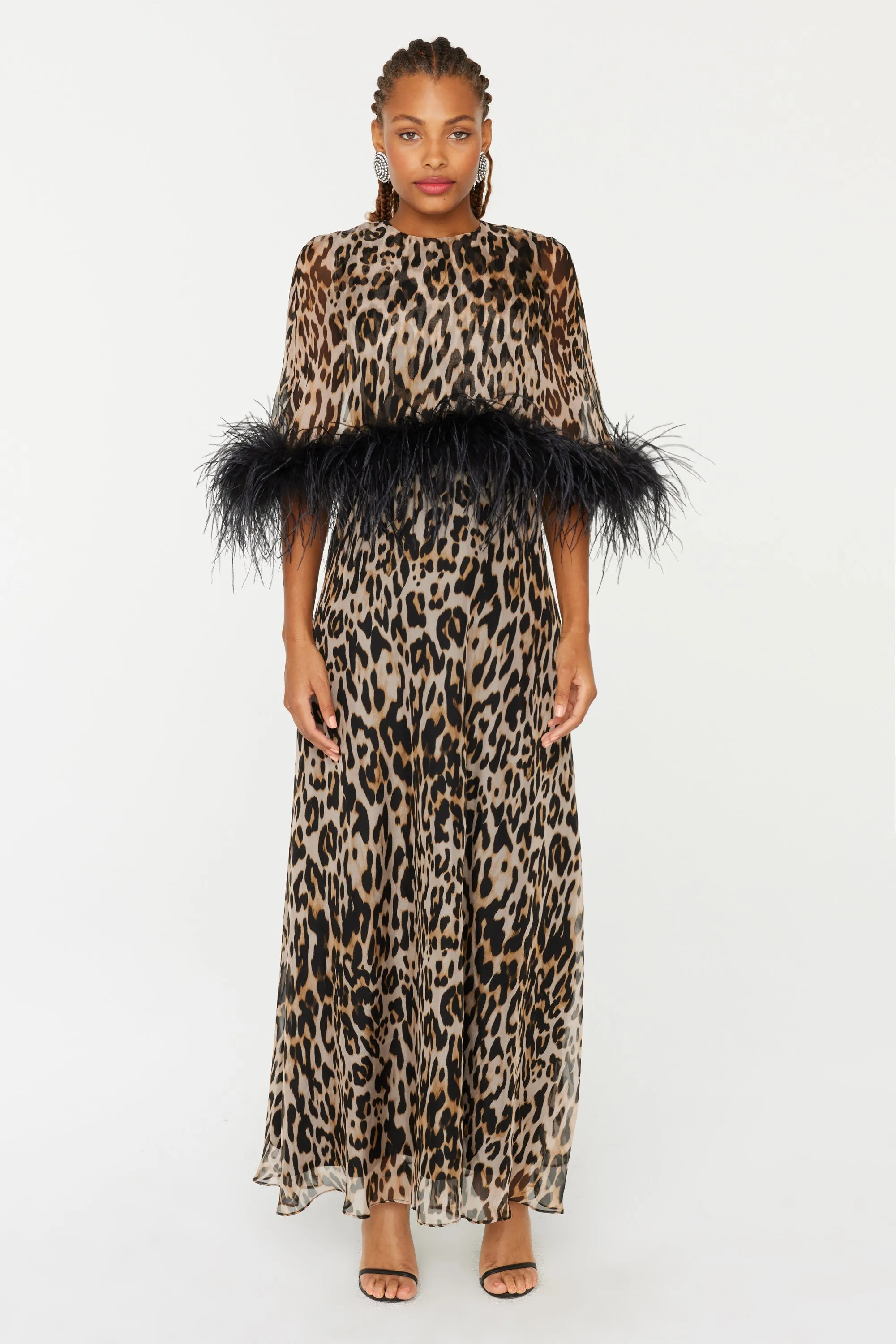 Cecilia Caped Dress w. Feathers