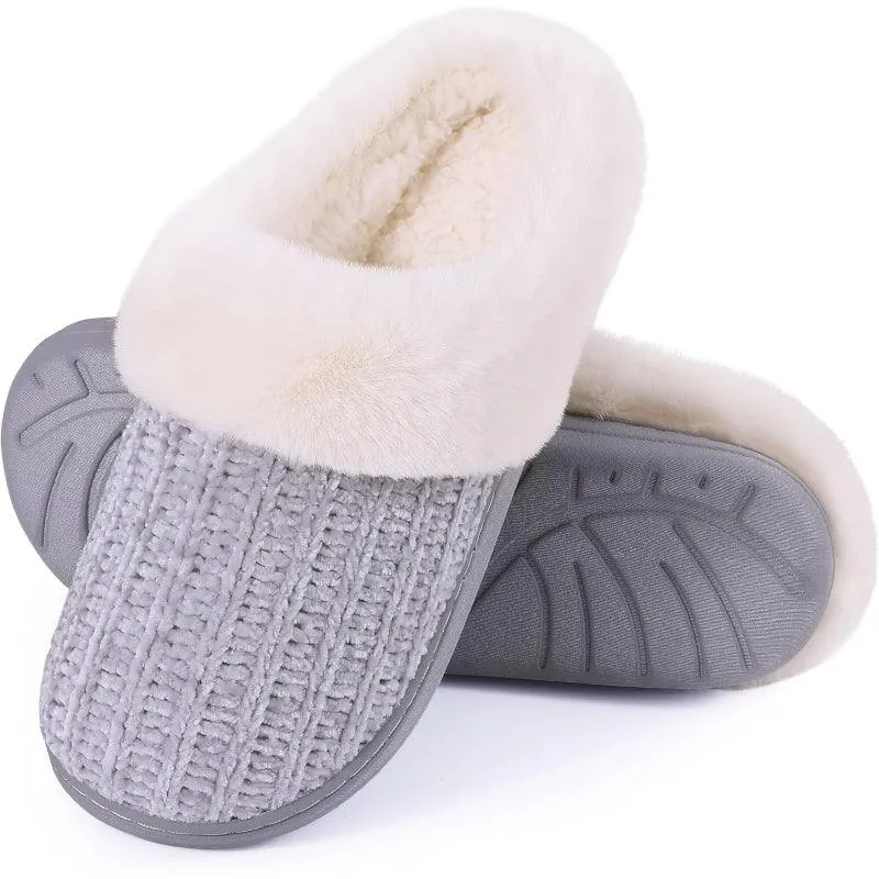 Comfy Knit Memory Foam Slippers – Anti Skid Sole for Safe Steps
