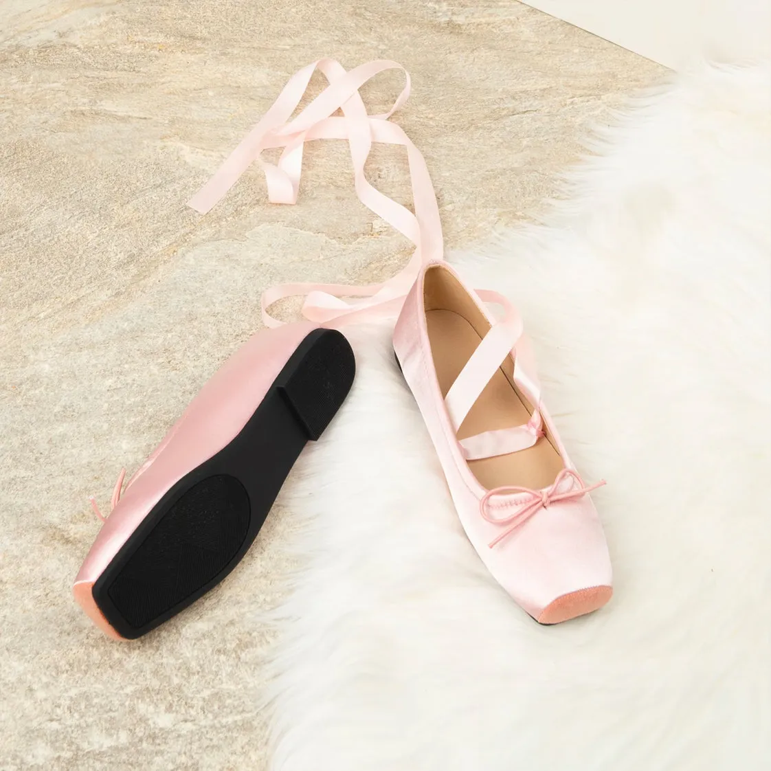 Coquette Cross Tied Ballet Flats