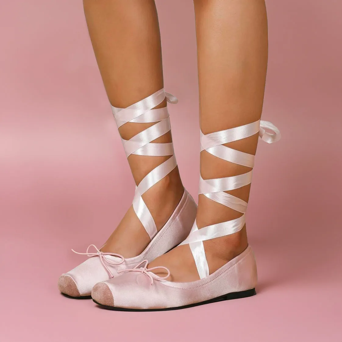 Coquette Cross Tied Ballet Flats