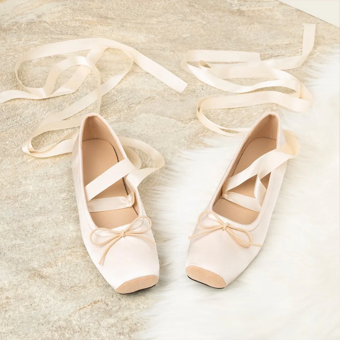 Coquette Cross Tied Ballet Flats