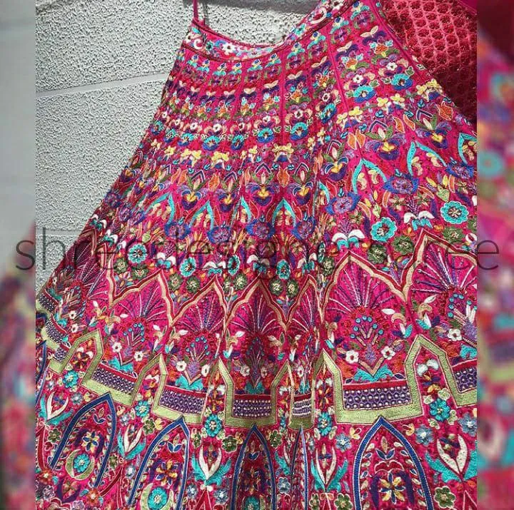 Designer Wedding Wear Pink Choli With Net Dupatta Set