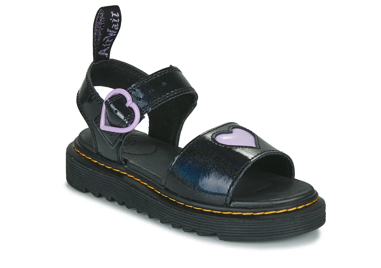 Dr. Martens Girls' Marlowe Hearts Glitter Patent Sandals