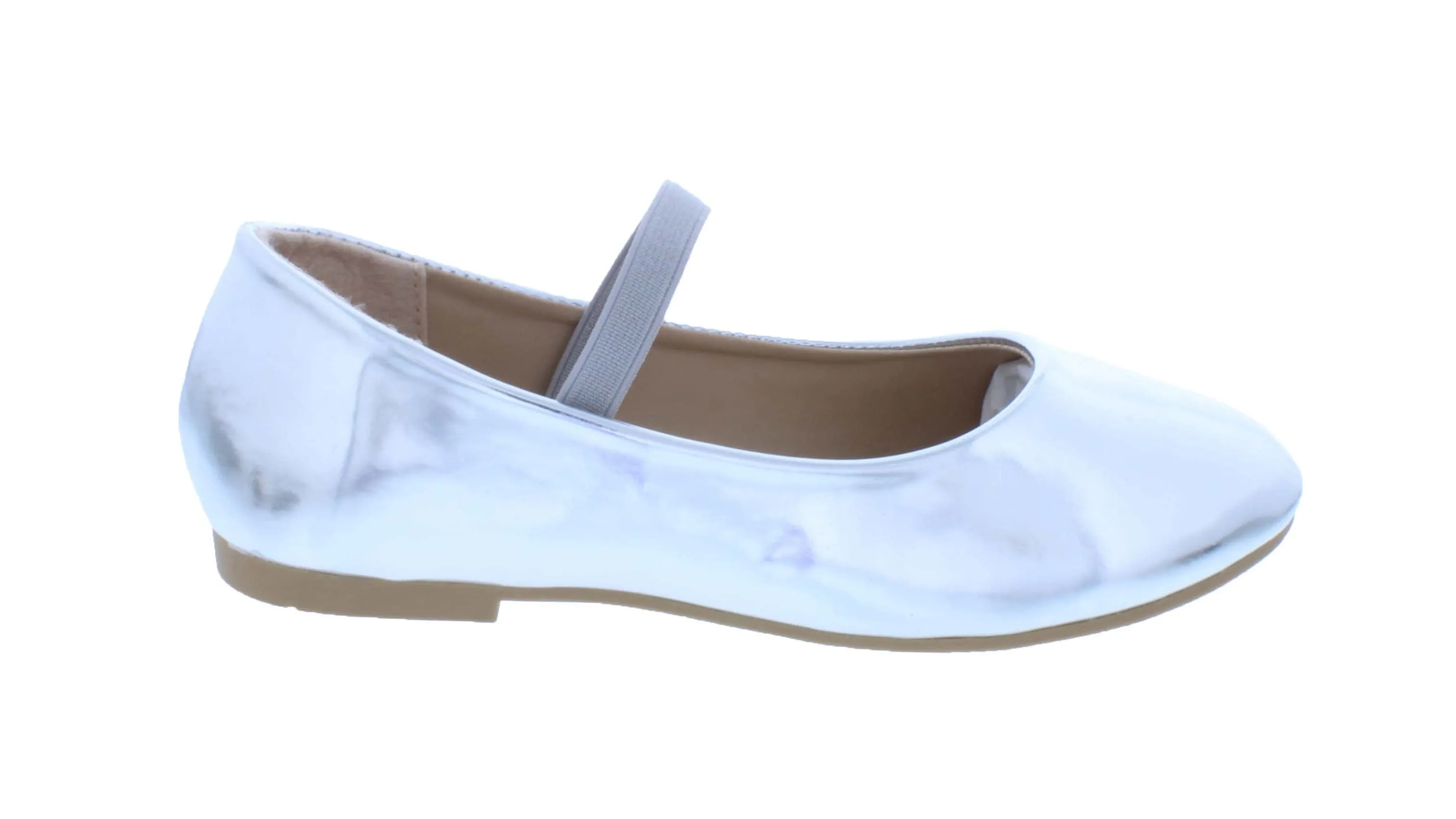 Girls Faux Leather Ballerina with Elastic