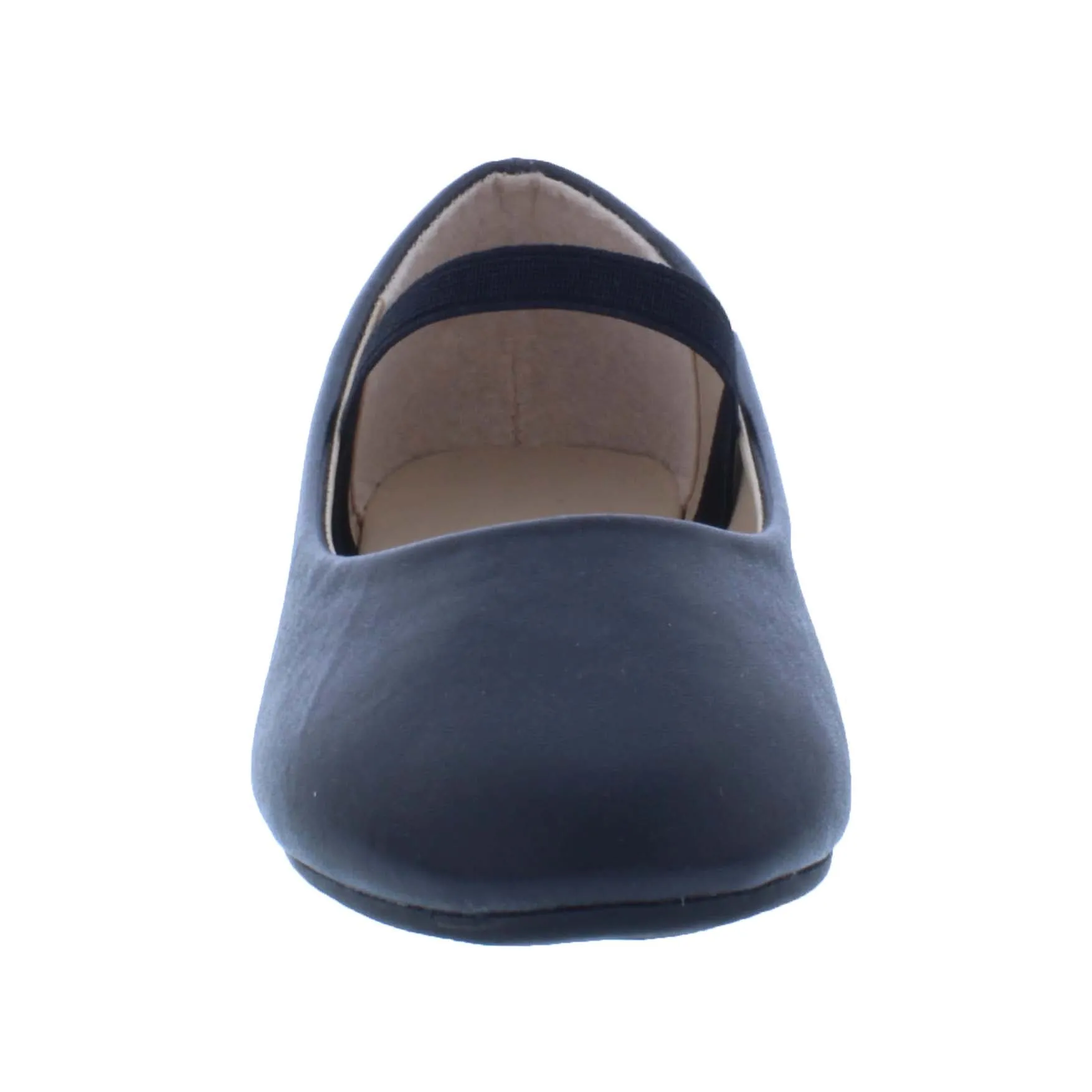 Girls Faux Leather Ballerina with Elastic