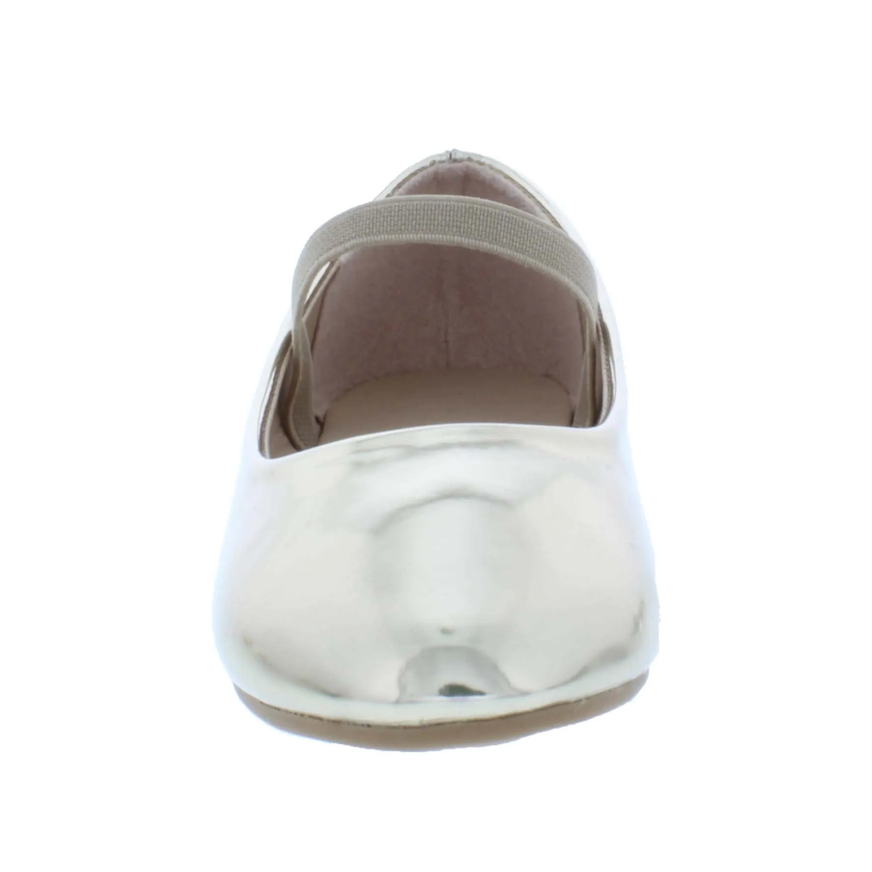 Girls Faux Leather Ballerina with Elastic