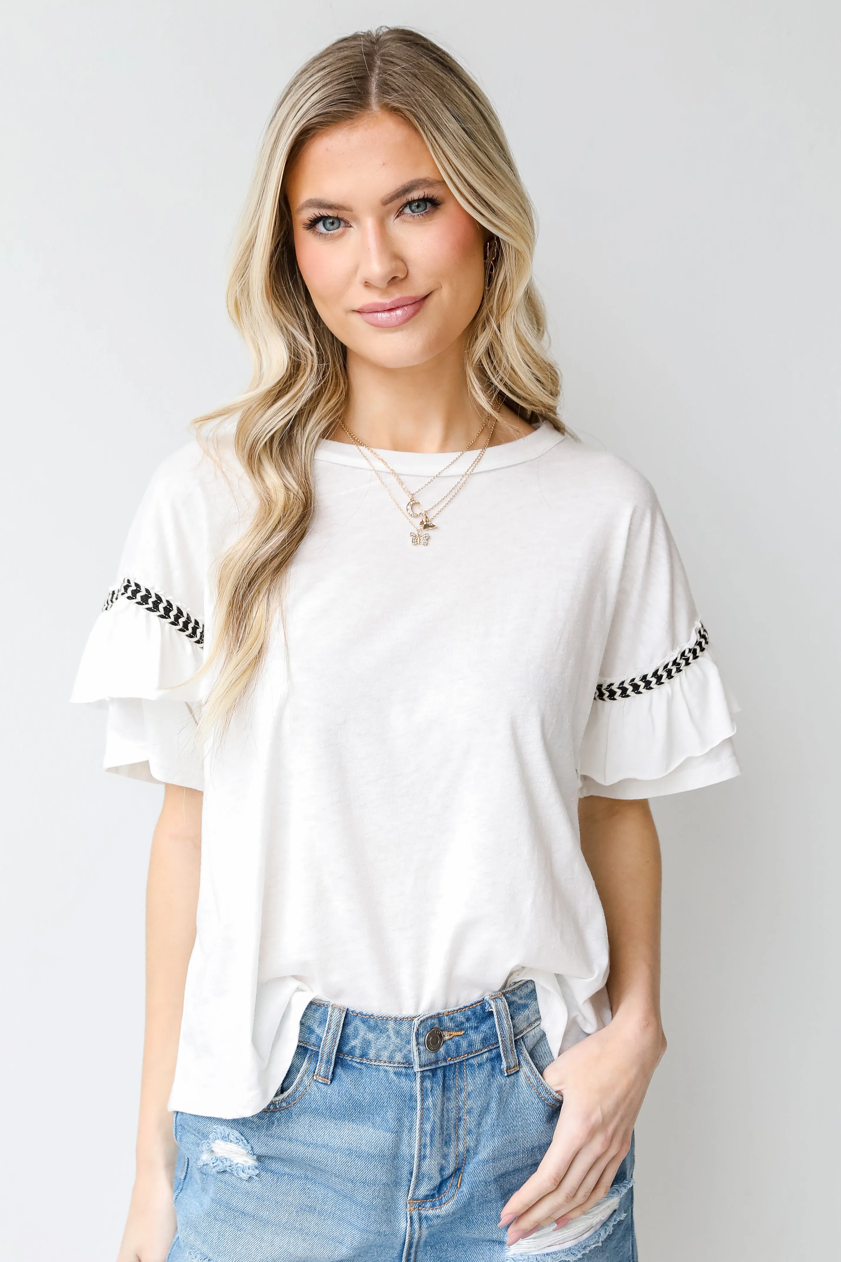 It's All In The Details Ruffle Sleeve Top