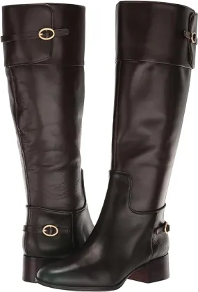 Jazrin Brown Leather Wide Calf Franco Sarto Riding Boots