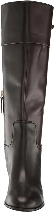 Jazrin Brown Leather Wide Calf Franco Sarto Riding Boots