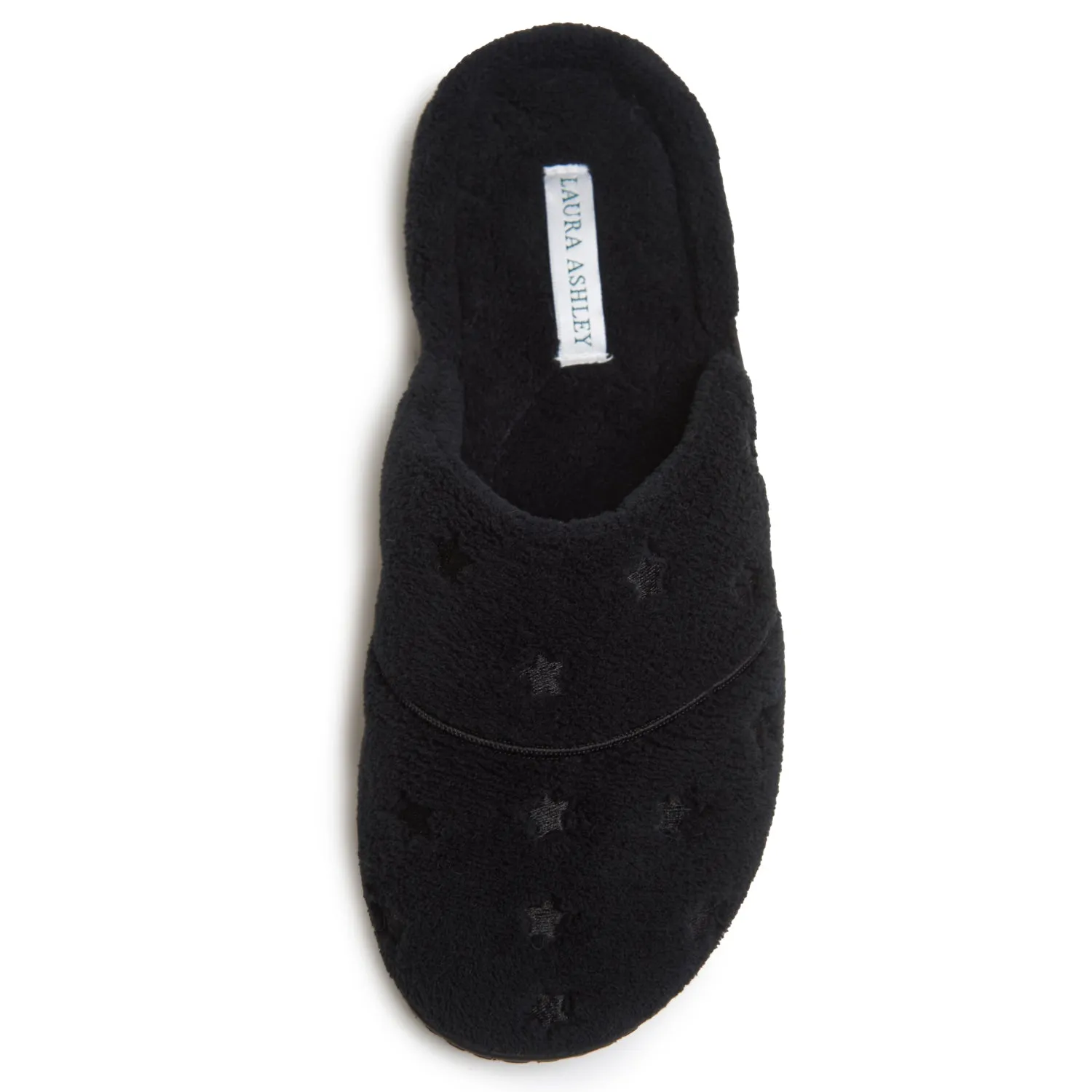 Laura Ashley Women's Micro Terry Scuff Slippers with Embroidered Heart Details | Soft and Warm House Slippers with Cushioned Insole for Ladies