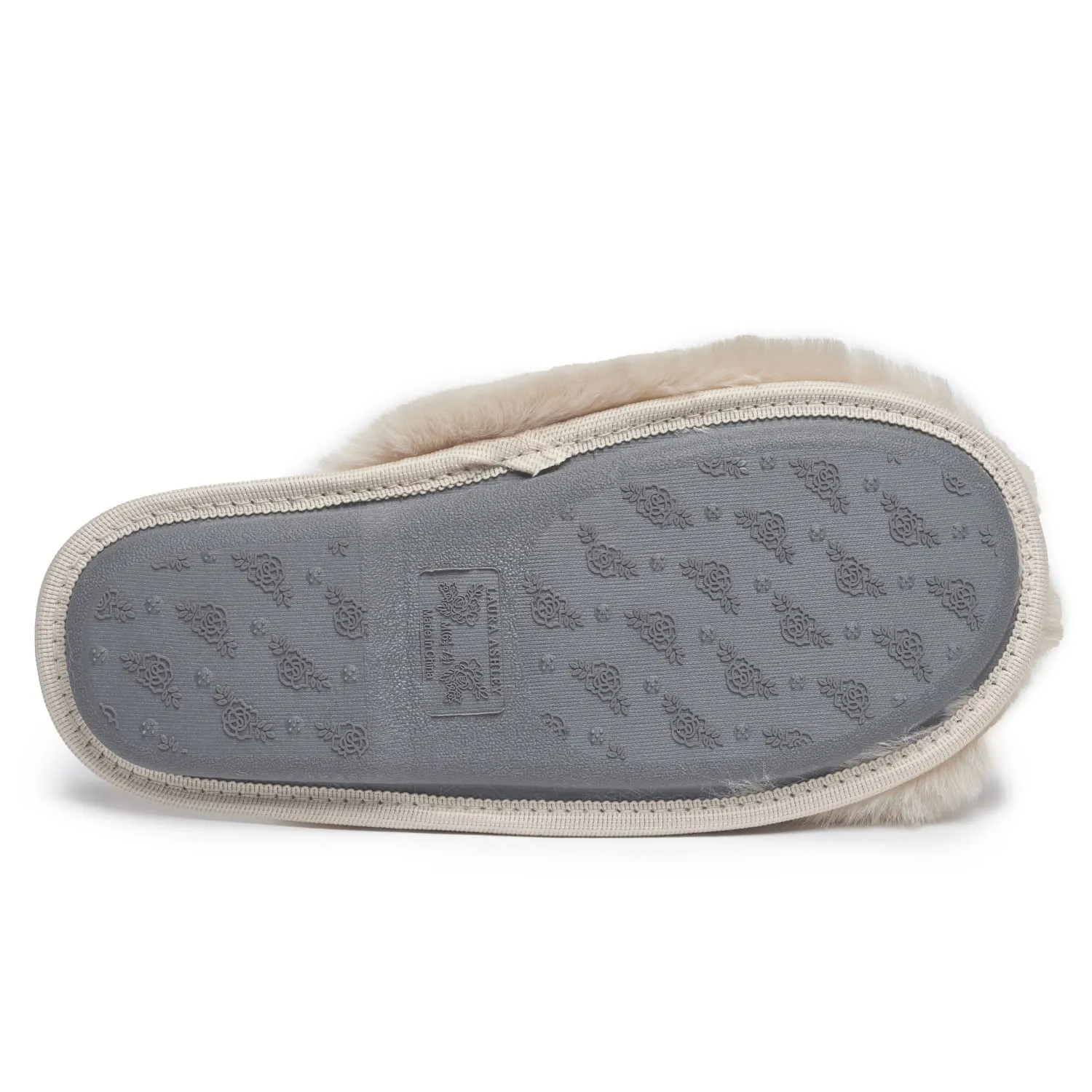Laura Ashley Womens Soft Plush Memory Foam Scuff Slippers, Warm Fuzzy Fluffy Bedroom Slipper, Ladies Faux Fur Slip On House Shoes
