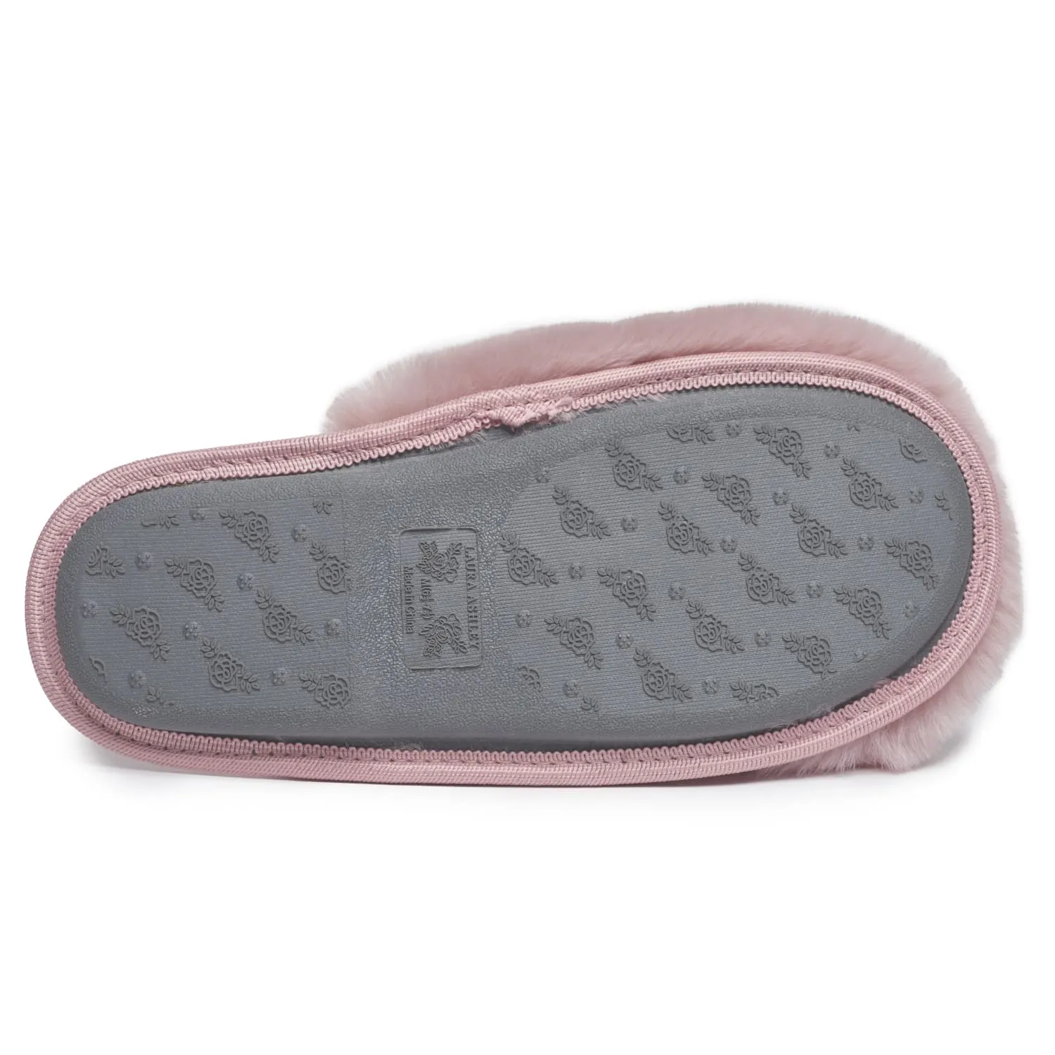 Laura Ashley Womens Soft Plush Memory Foam Scuff Slippers, Warm Fuzzy Fluffy Bedroom Slipper, Ladies Faux Fur Slip On House Shoes