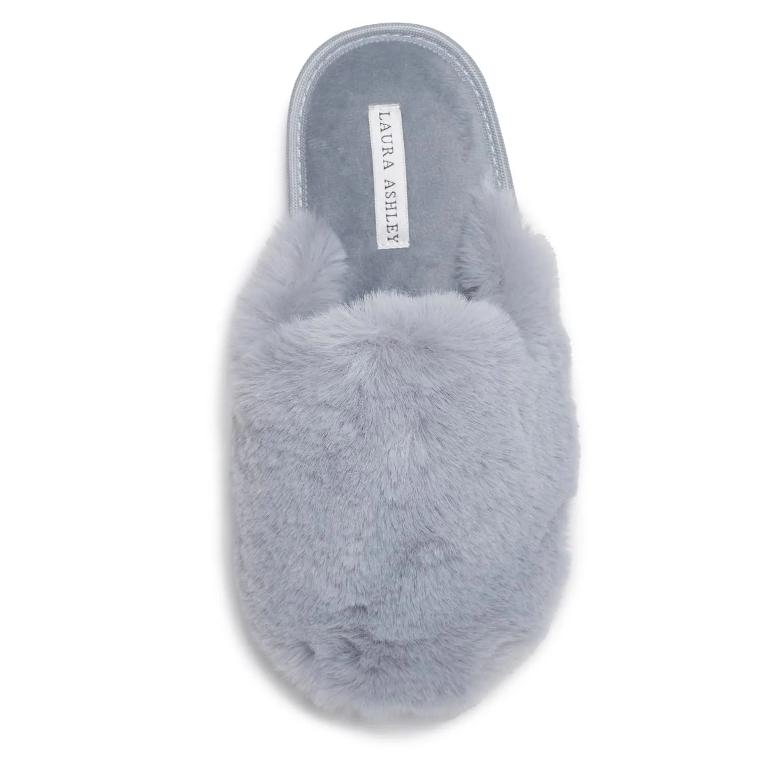Laura Ashley Womens Soft Plush Memory Foam Scuff Slippers, Warm Fuzzy Fluffy Bedroom Slipper, Ladies Faux Fur Slip On House Shoes