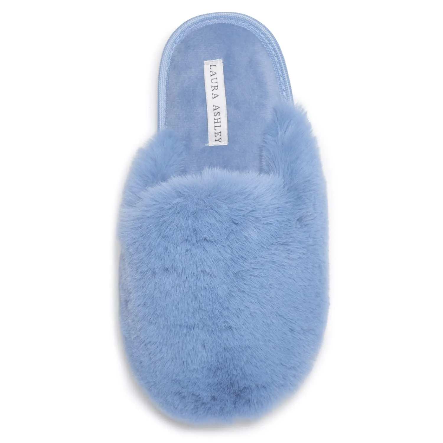 Laura Ashley Womens Soft Plush Memory Foam Scuff Slippers, Warm Fuzzy Fluffy Bedroom Slipper, Ladies Faux Fur Slip On House Shoes