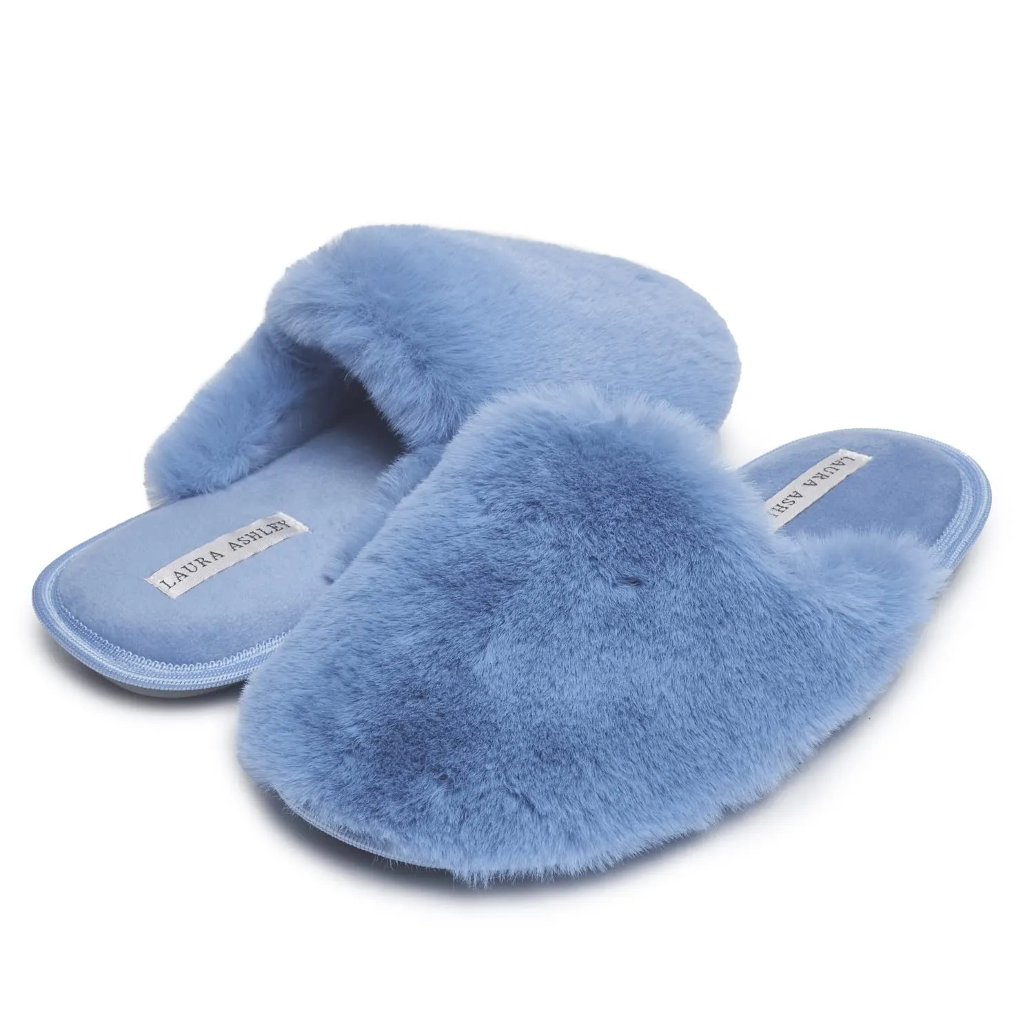 Laura Ashley Womens Soft Plush Memory Foam Scuff Slippers, Warm Fuzzy Fluffy Bedroom Slipper, Ladies Faux Fur Slip On House Shoes