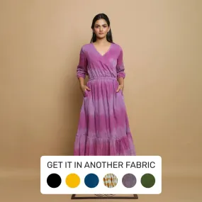 Lilac Stripes Cotton Asymmetrical Maxi Dress
