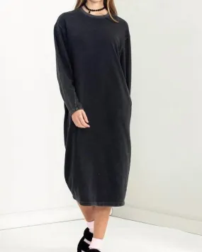 Long Sleeve Midi Sweatshirt Dress In Black | Black
