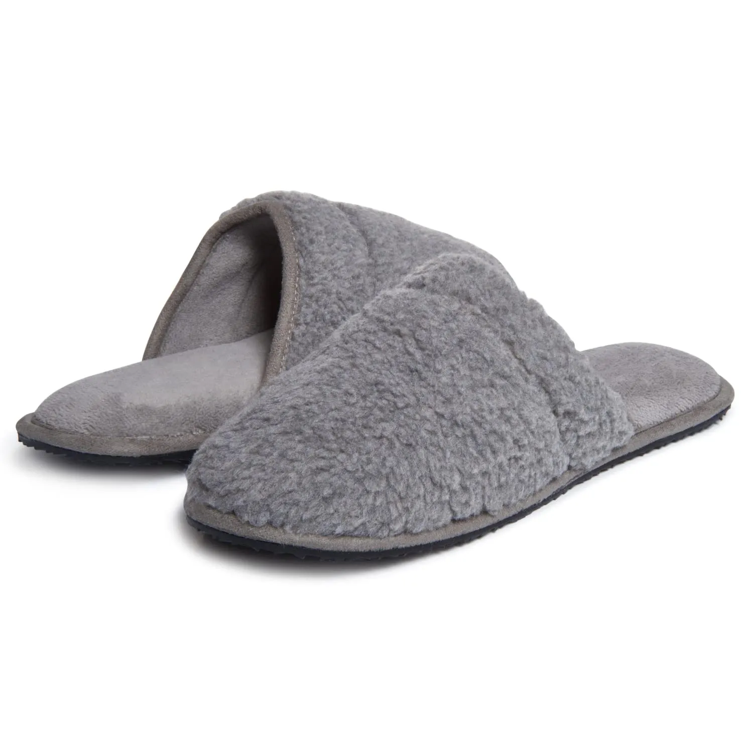 Lucky Brand Mens Sherpa Memory Foam Scuff Slippers, Slip On House Bedroom Slipper, Warm Indoor Slide
