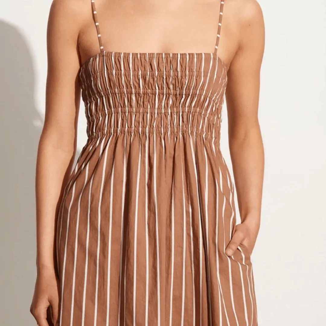 Marieka Midi Dress (Adia Stripe Hazelnut)