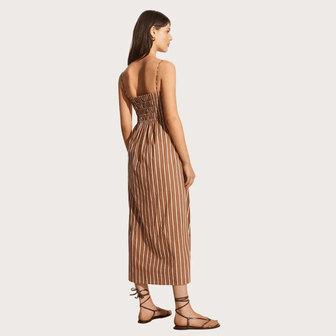Marieka Midi Dress (Adia Stripe Hazelnut)