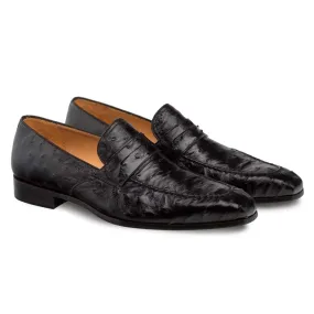 Mezlan Lisbon Black Genuine Ostrich Men's Classic Slip On Mezlan Lisbon Black Genuine Ostrich Men's Classic Slip On