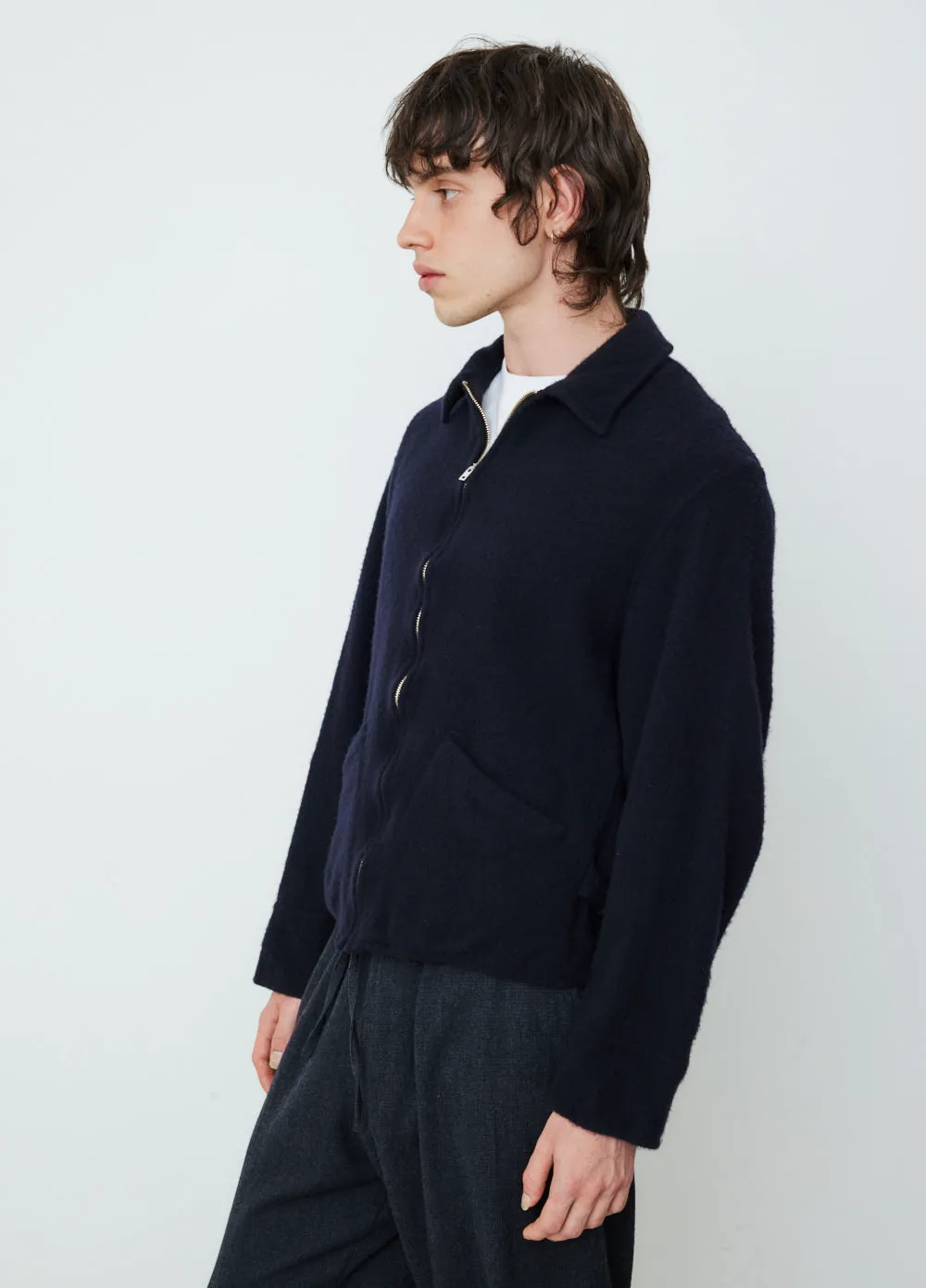 Milled Wool Zip Up Short Jacket