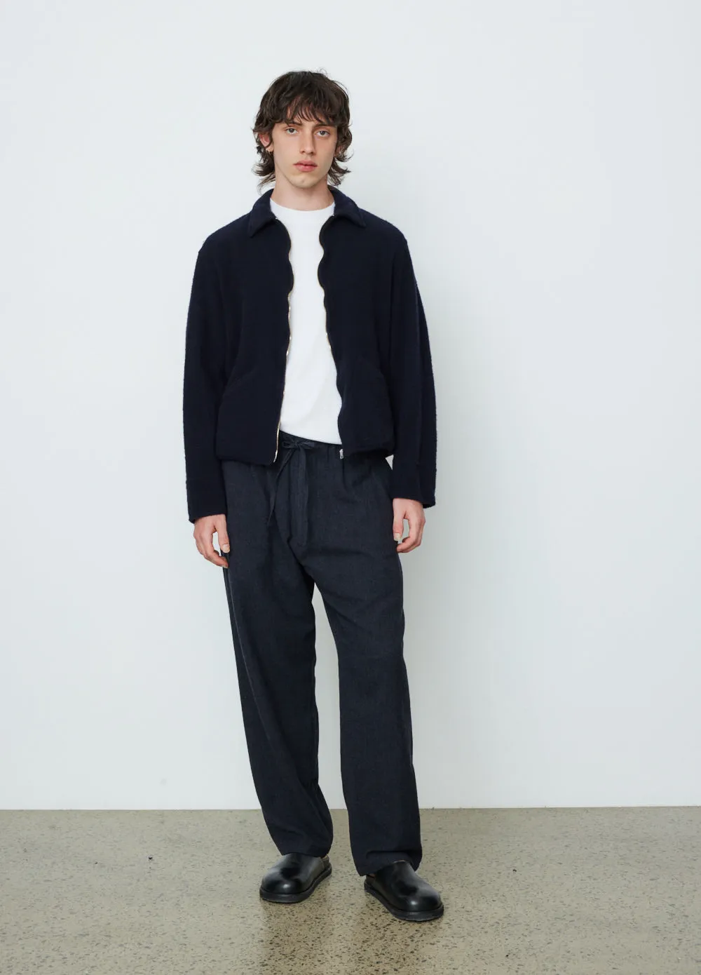 Milled Wool Zip Up Short Jacket