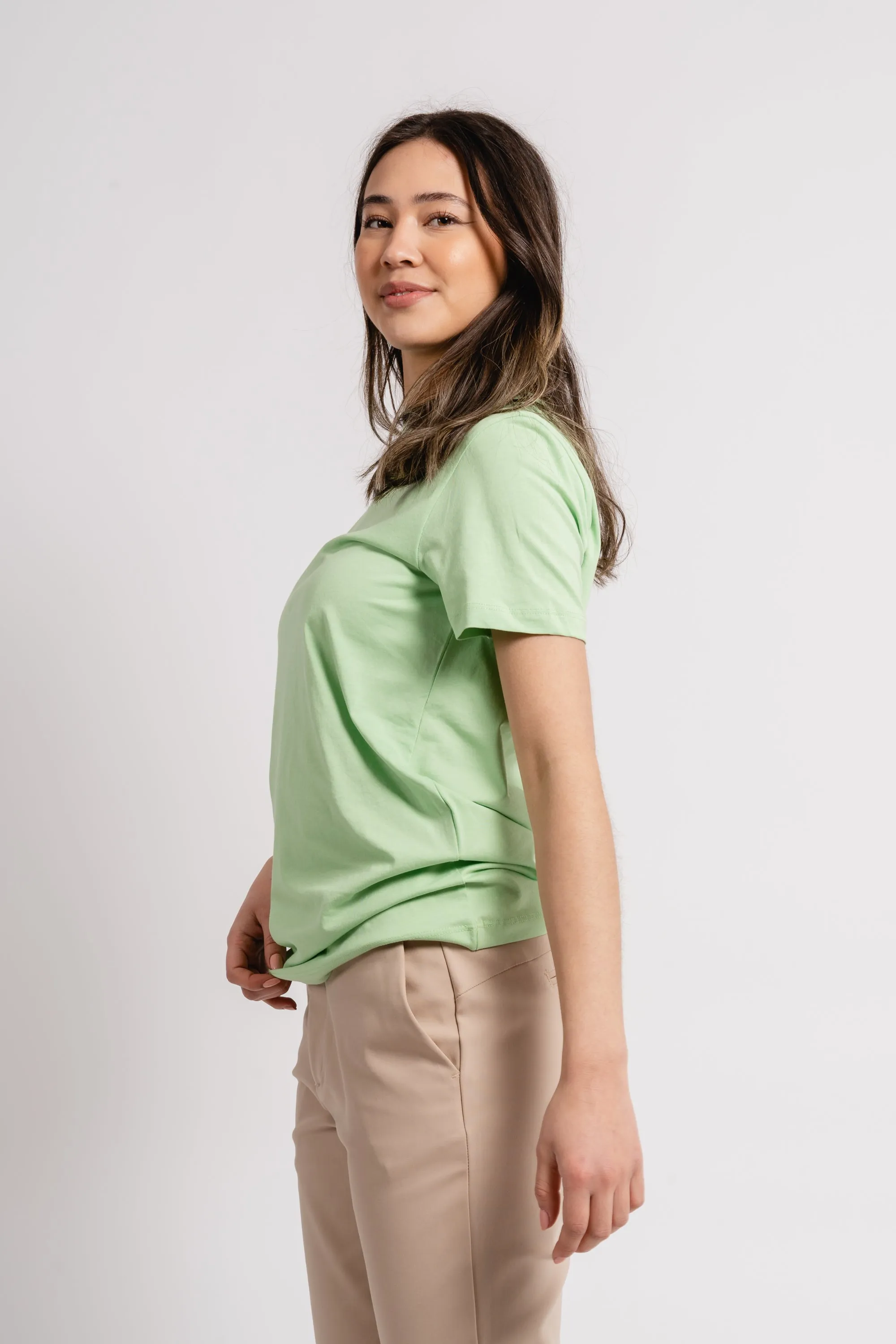 Myessential Ss O-Neck Tee - Pistachio Green