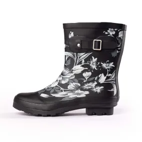Norty Women 9 Calf Bootie Rain Boot Floral Matte