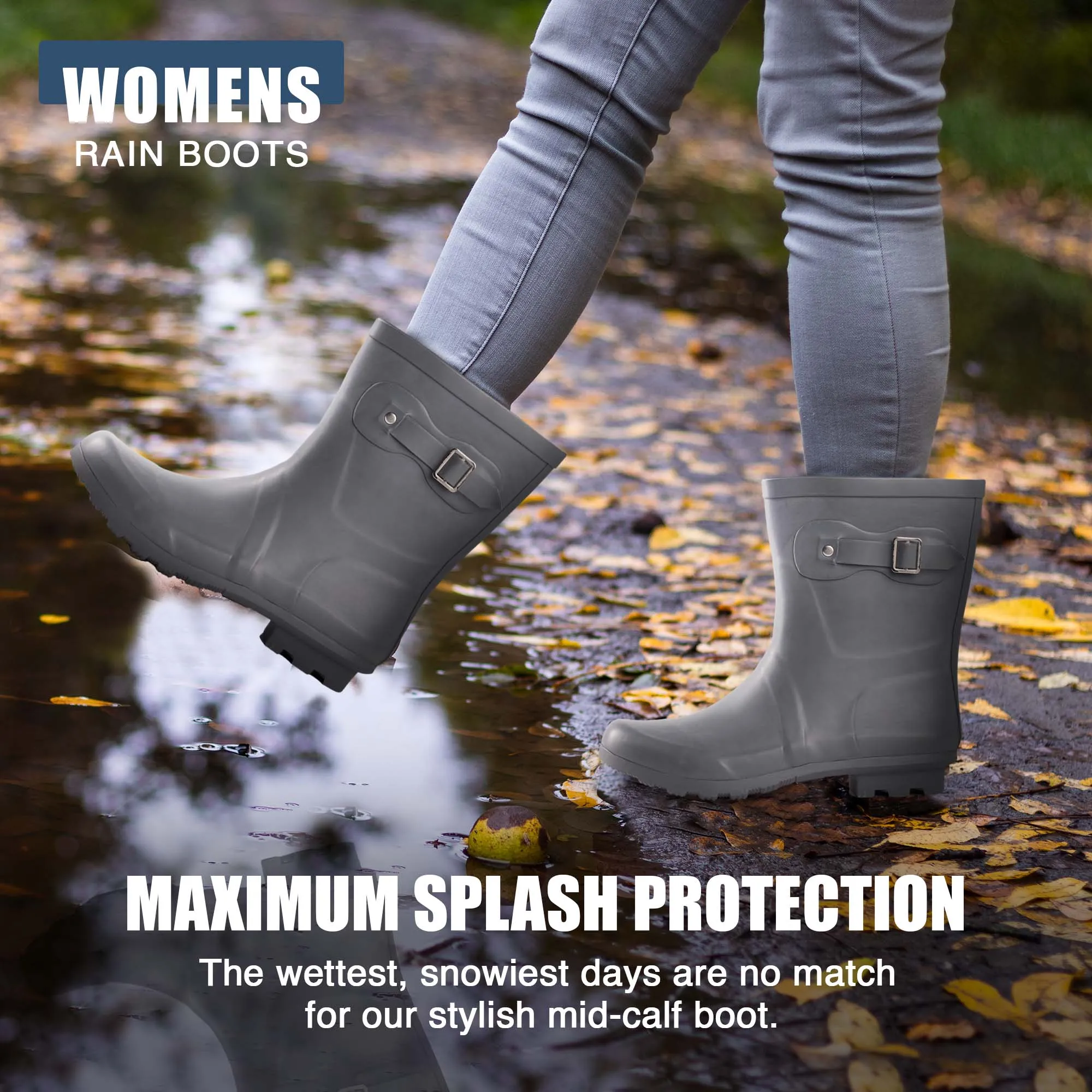 Norty Women 9 Calf Bootie Rain Boot Grey Matte