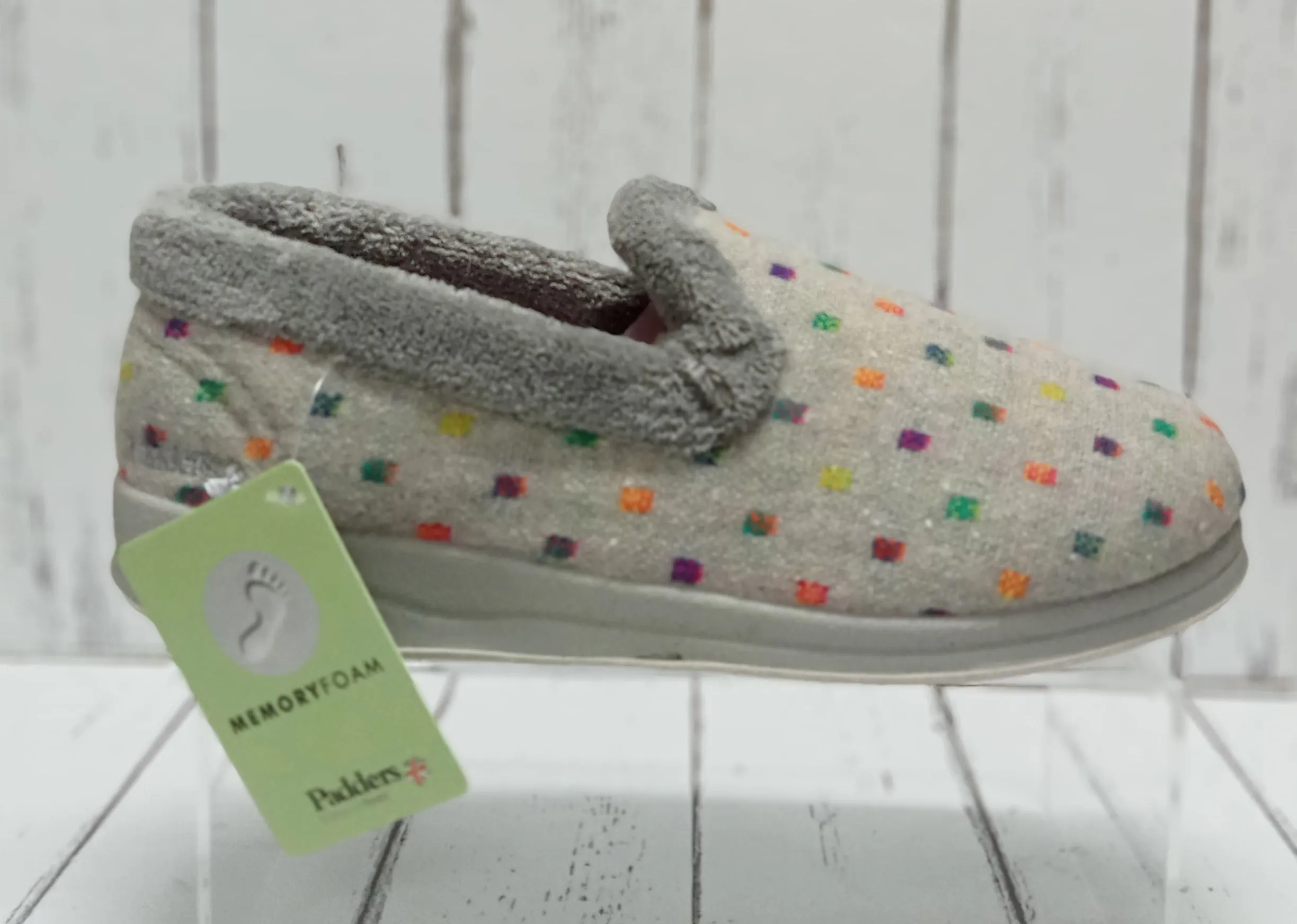 PADDERS - 406/1276 - REPOSE SLIPPER (Wide Fitting - 2E) - Grey Woven Spot