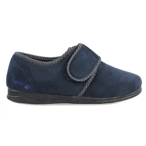 Padders Men's Wide Fit Velcro Slippers - Harry - Navy