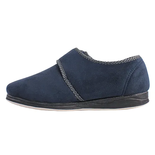 Padders Men's Wide Fit Velcro Slippers - Harry - Navy