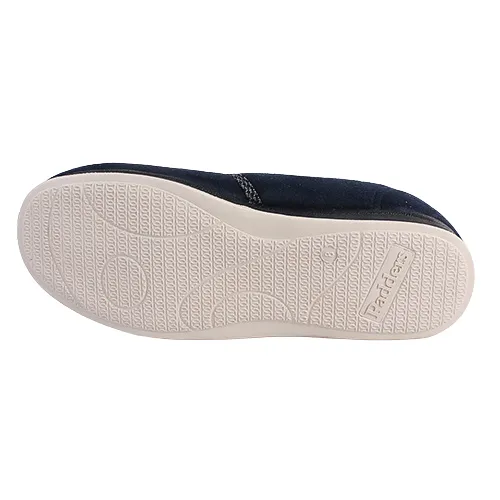 Padders Men's Wide Fit Velcro Slippers - Harry - Navy