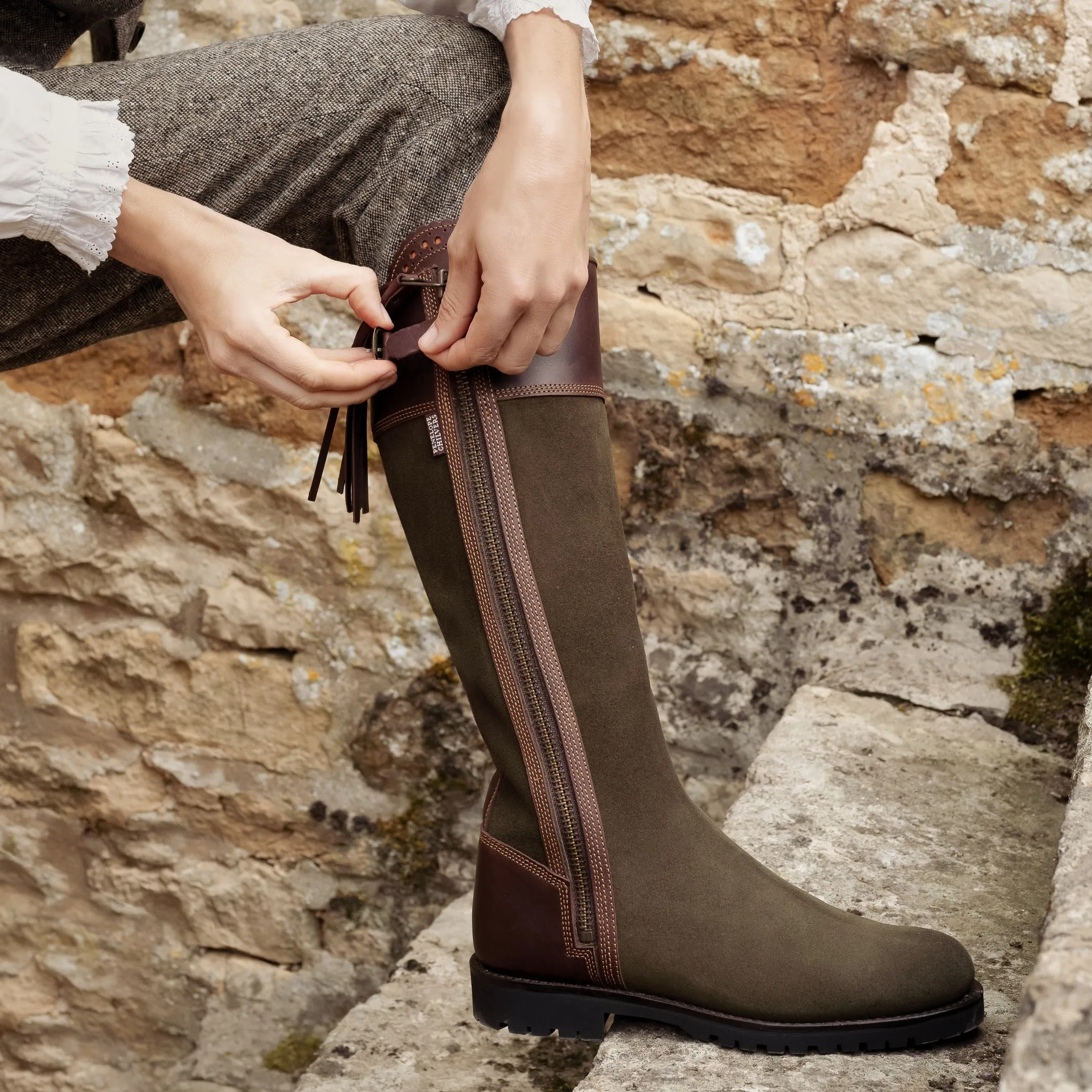 Penelope Chilvers Inclement Long Tassel Boot Seaweed/Conker