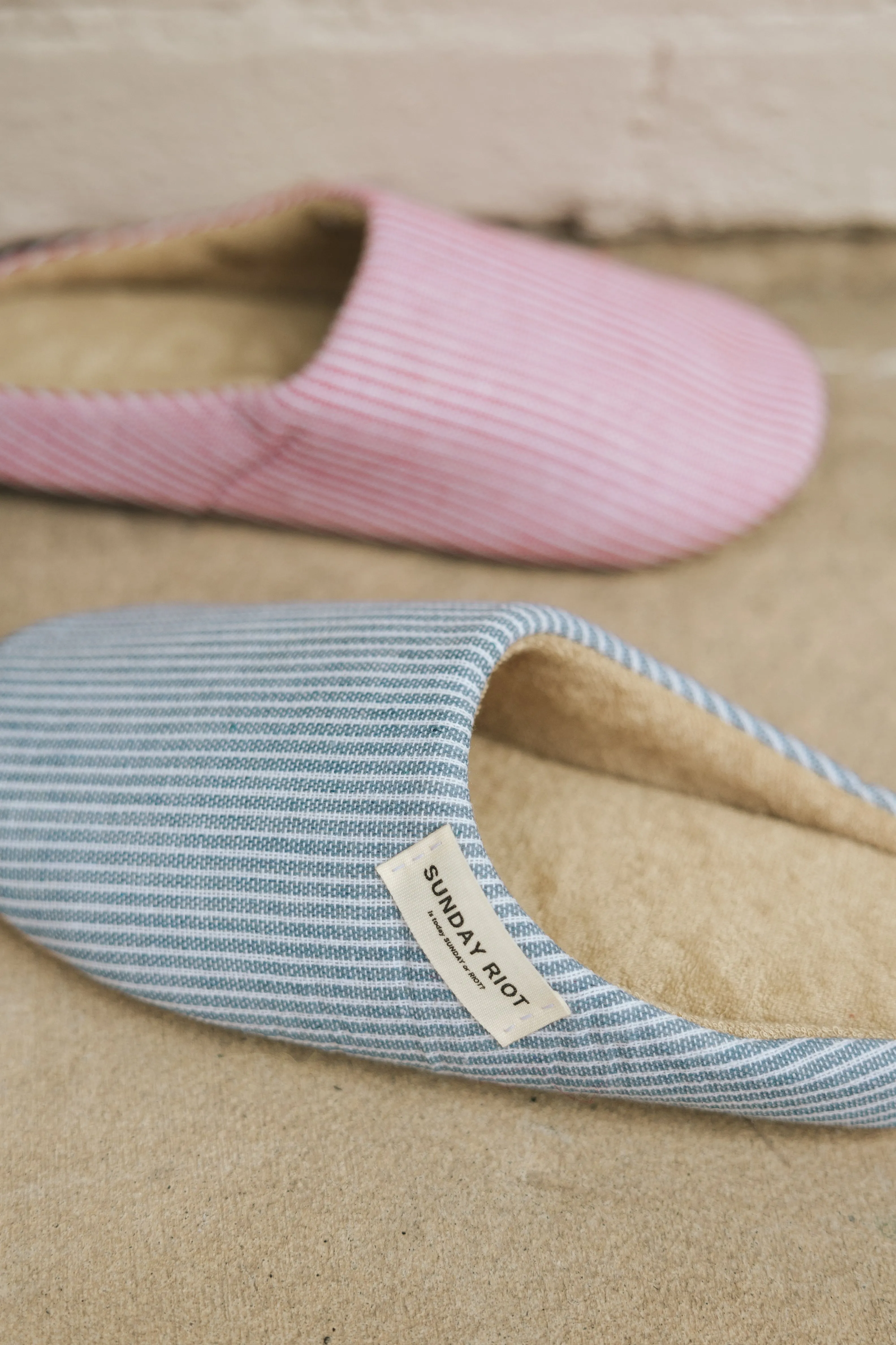 Riot Micro Stripped Slippers in- Blueberry