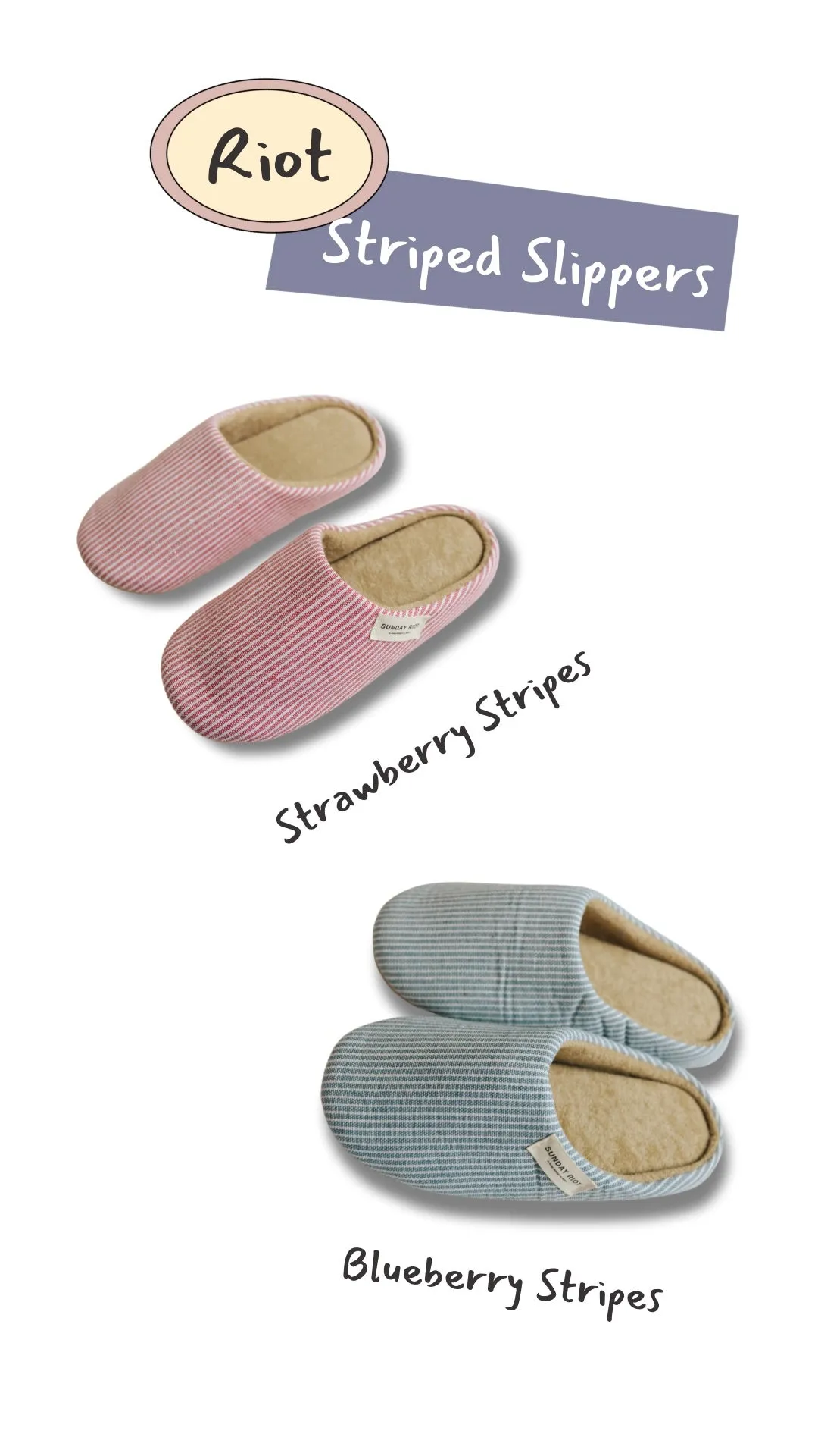 Riot Micro Stripped Slippers in- Blueberry