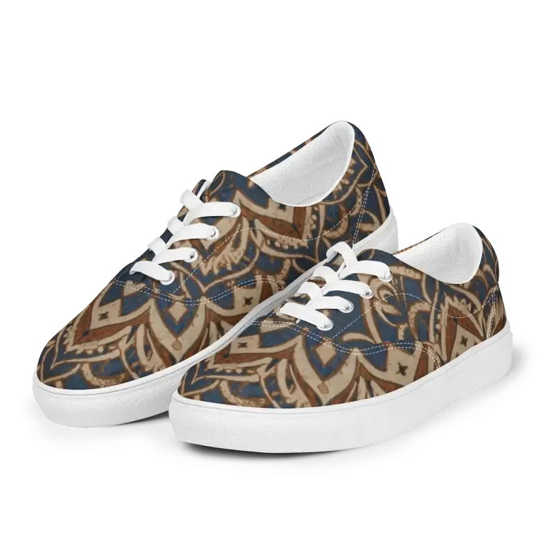 Rockin Geometric Pattern Mens Lace Canvas Shoes