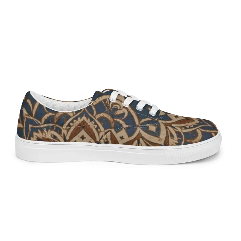 Rockin Geometric Pattern Mens Lace Canvas Shoes