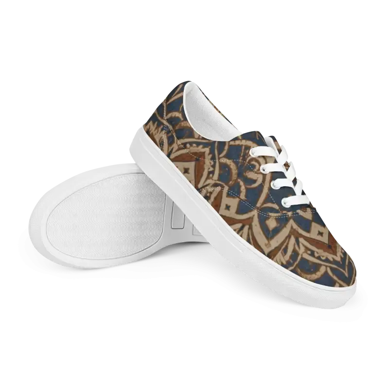 Rockin Geometric Pattern Mens Lace Canvas Shoes