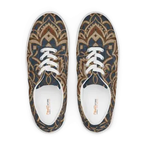 Rockin Geometric Pattern Mens Lace Canvas Shoes