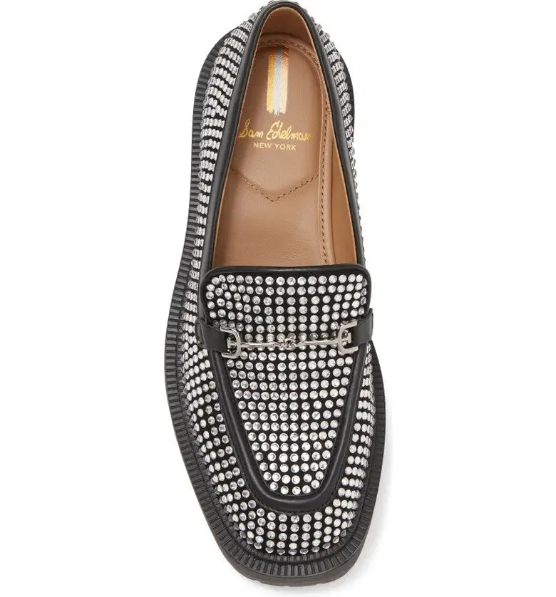 Sam Edelman Laurs Glitz Black Fashion Slip On Rounded Toe Platform Loafer Shoes
