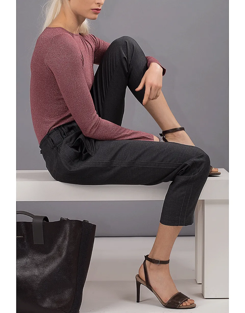 Sharkskin Pull-On Tux Pant