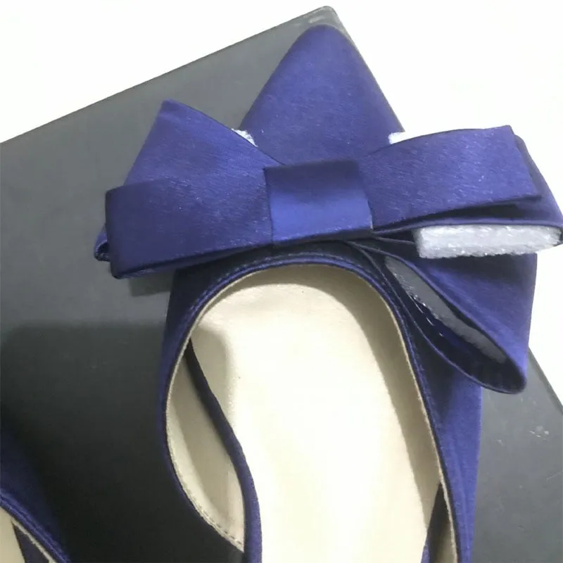 Silk Satin Pointed Bow Tie Slippers