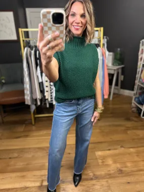 Take Me Out Mock-Neck Sleeveless Sweater - Green