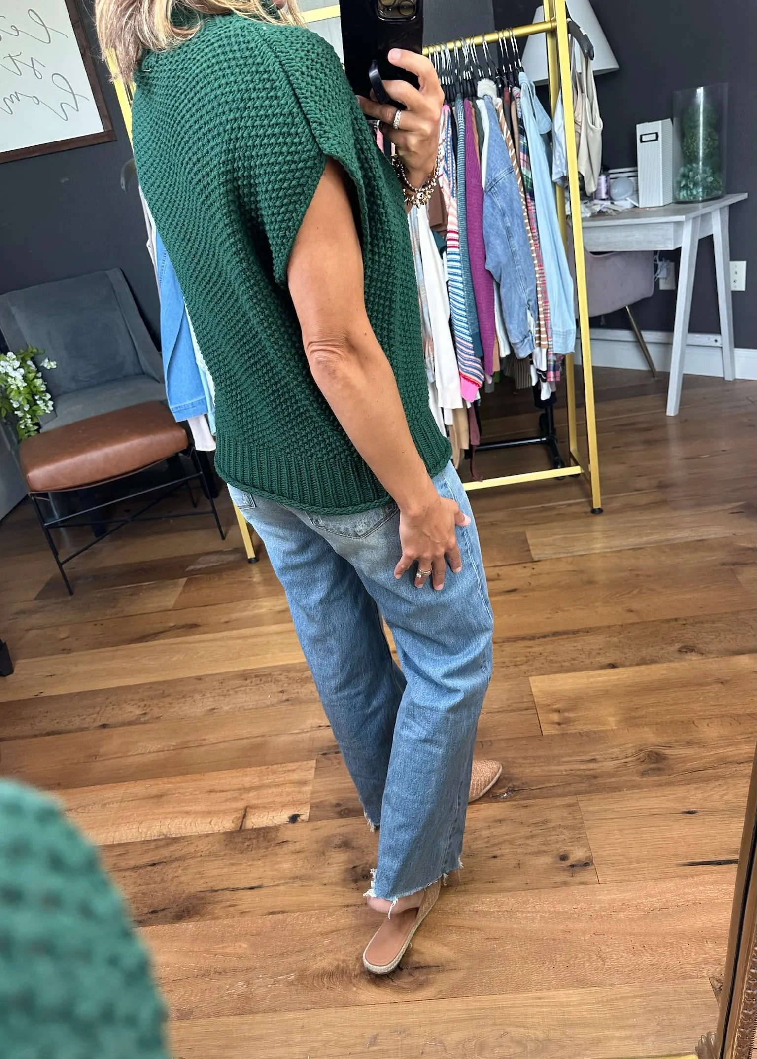 Take Me Out Mock-Neck Sleeveless Sweater - Green