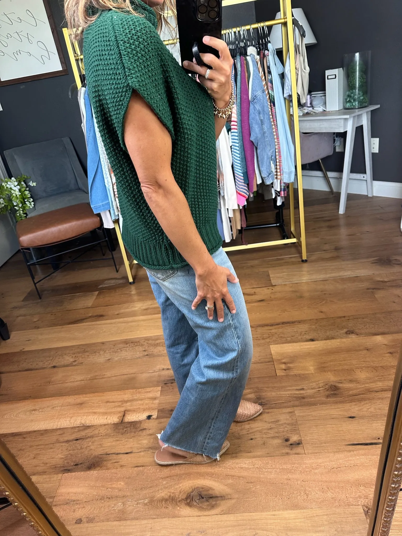 Take Me Out Mock-Neck Sleeveless Sweater - Green